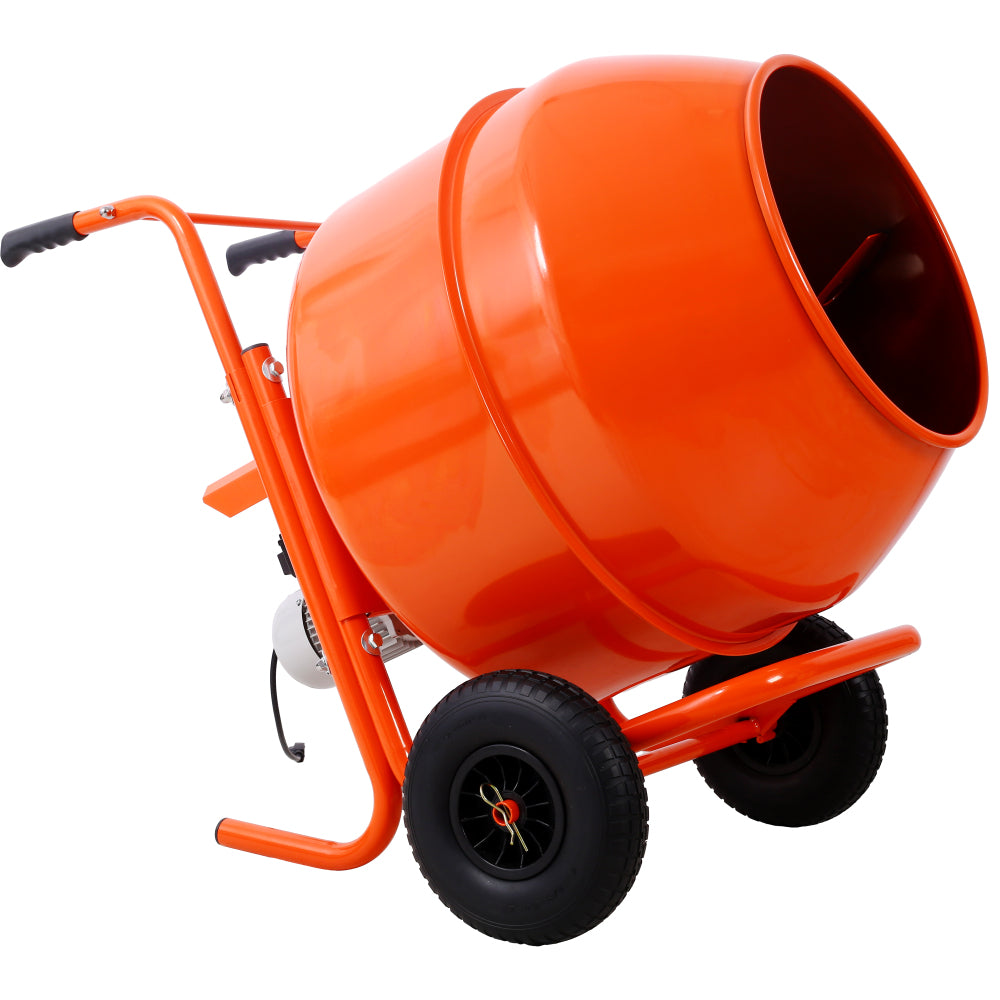 370W Portable Electric Concrete Mixer Cement Mixing Barrow Machine Mixing Mortar Handle with Wheel (4.6 cu/ft.)