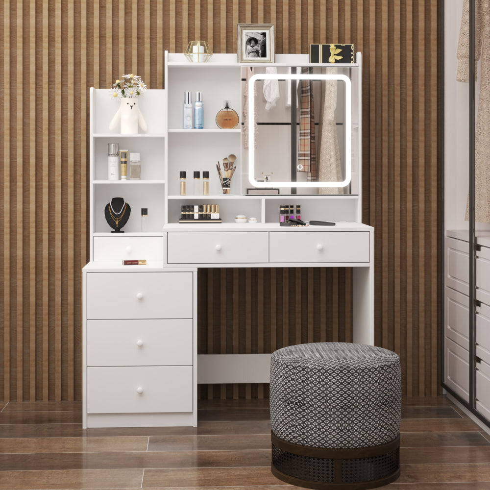 White modern simple hair desk, multi-layer storage, large storage space
