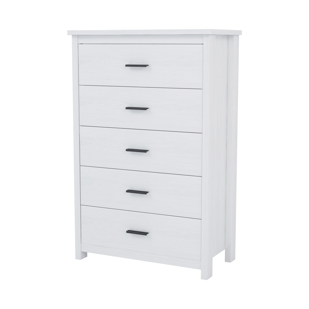Retro American Country Style Wooden Dresser with 5 Drawer, Storage Cabinet for Bedroom, White