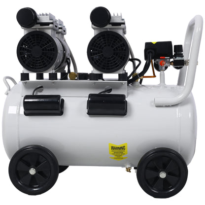 2.5 HP Silent Air Compressor 13 Gallon, Oil-Free, Electric Shop Air Compressor Portable,Lightweight with Wheels, 70 dBA Noise Level, with Automatic Drain Valve,Light Gray