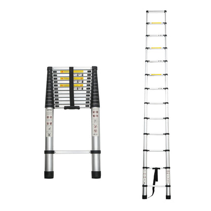 Telescoping Ladder 8.5FT, Telescopic Extension Ladder, Aluminum Alloy Folding Ladder Portable Multi-Purpose for Indoor Outdoor Work, Heavy Duty 300 lbs Load