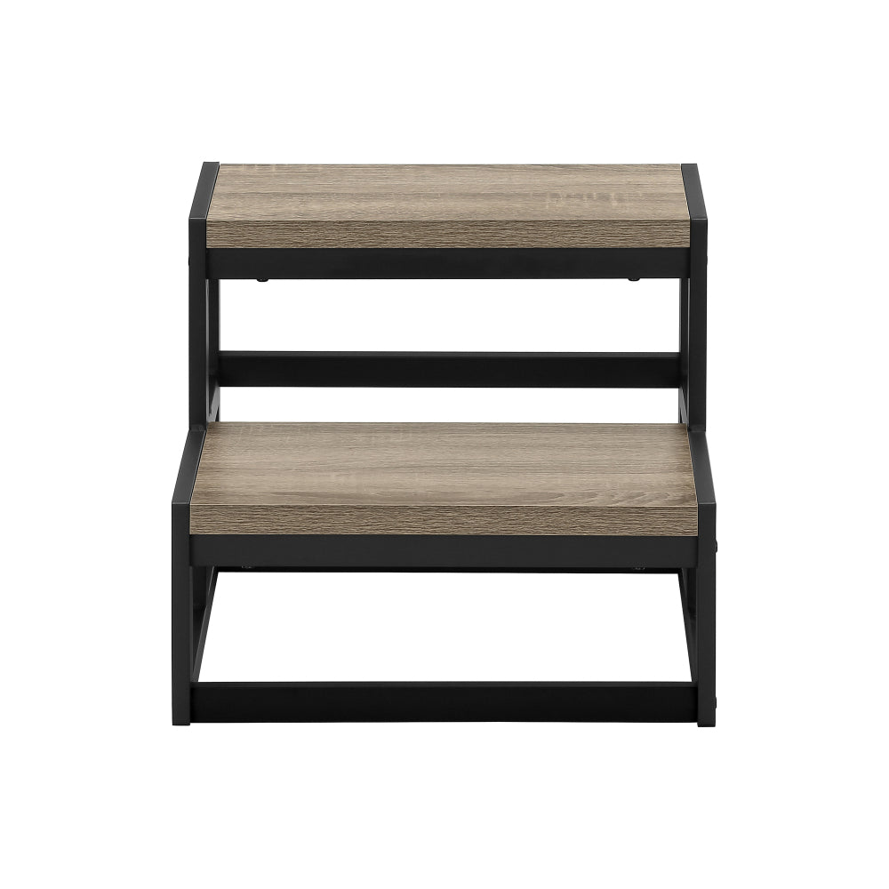 Ladder, Step Stool, Bedroom, Kitchen, Black Metal, Dark Taupe Laminate, Contemporary