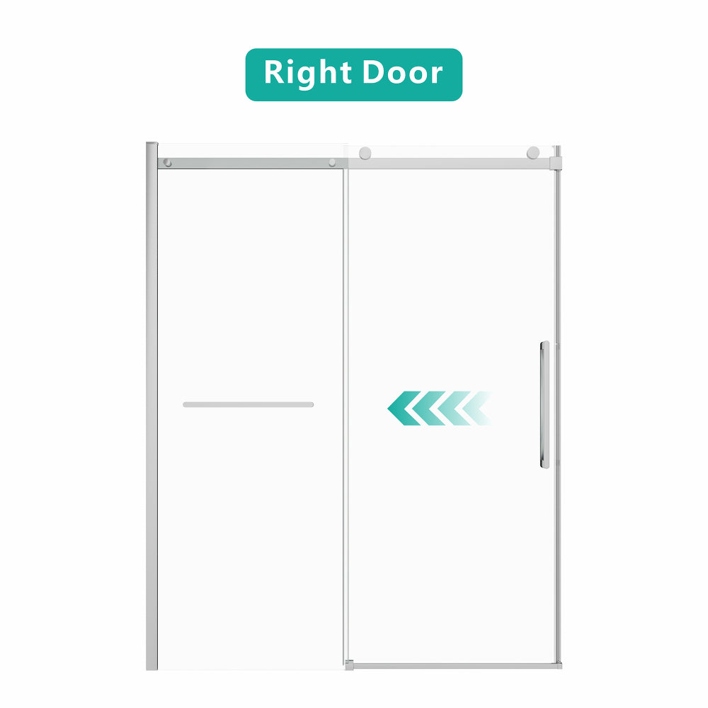 S-RM6076TC 56-60"W x 76"H Sliding Shower Door, Frameless Glass Shower Door with Chrome Hardware, Towel Bar and Handle,Drop Shipping available