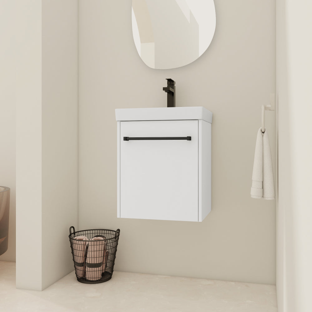 20'' Floating Wall-Mounted Bathroom Vanity with White Resin Sink & Soft-Close Cabinet Door