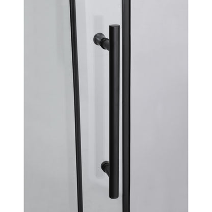 Frameless Sliding Glass Shower Doors 72" Width x 76"Height with 3/8"(10mm) Clear Tempered Glass, Matt Black Finish