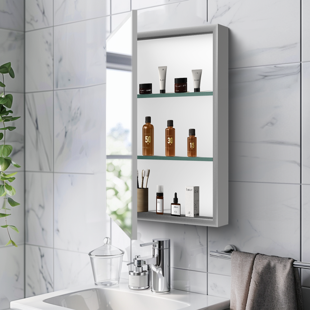 15x26 inch Medicine Cabinet with Mirror Aluminum Bathroom Adjustable shelf Wall Mounted or Successed