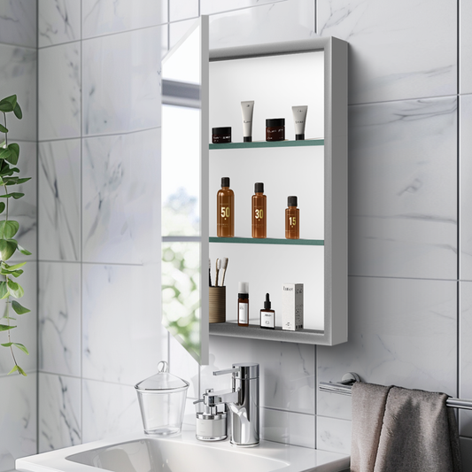 15x26 inch Medicine Cabinet with Mirror Aluminum Bathroom Adjustable shelf Wall Mounted or Successed