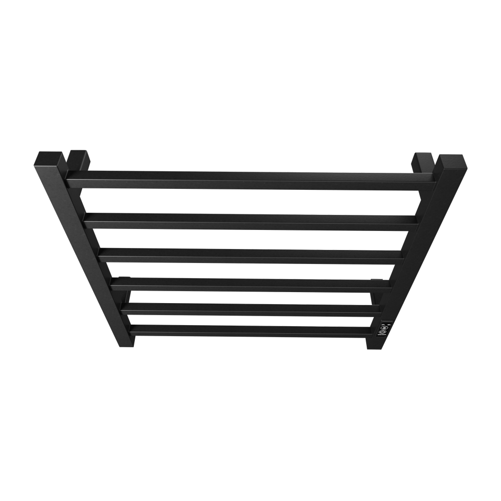 Towel Warmer 6 Bar Electric Heated Towel Rack Wall Mount Plug-in/Bath Towel Heater Matt-Black - Timer