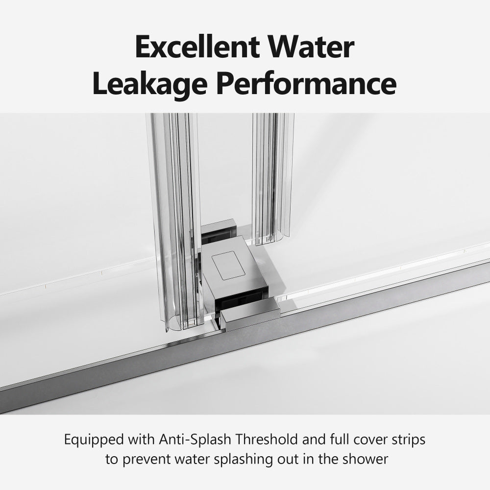 68-72 inches *76 inches  Frameless Double Sliding Soft-Close Shower Door, 3/8 inches (10mm) Thick SGCC Tempered Glass Door, Chrome