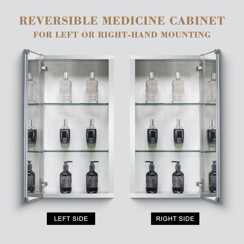 15x26 inch Medicine Cabinet with Mirror Aluminum Bathroom Adjustable shelf Wall Mounted or Successed
