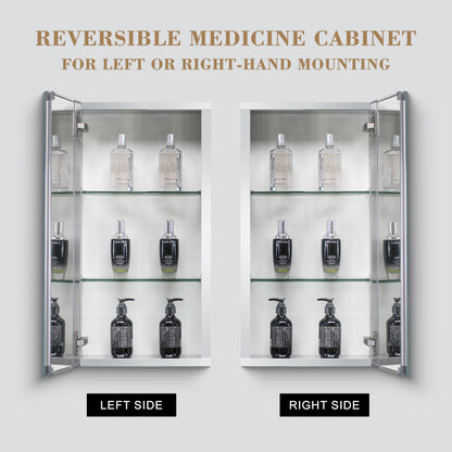 15x26 inch Medicine Cabinet with Mirror Aluminum Bathroom Adjustable shelf Wall Mounted or Successed