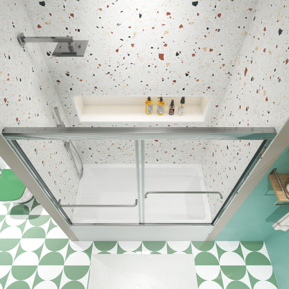 Bathtub Bypass shower door, sliding door, with 1/4" tempered glass and Chrome finish  56-60"x58"