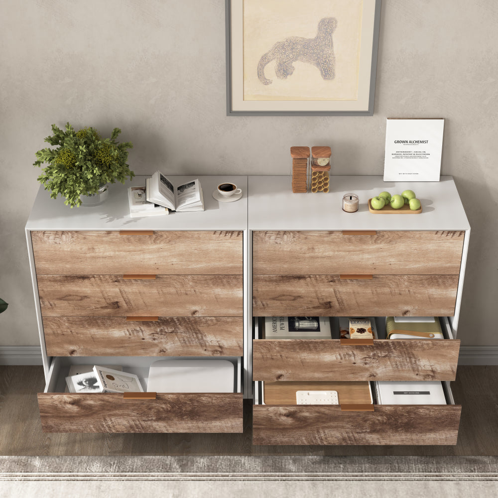 Wooden Tall 4 Drawer Dresser,Chest of Drawers with 4 Metal Legs, Anti-Tipping Device for Bedroom,Living Room