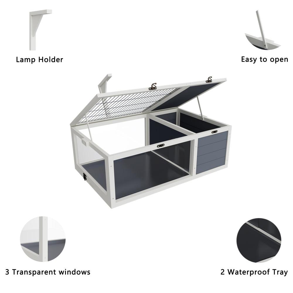 39.5＂Wood Tortoise House Indoor Turtle Habitat Reptile Cage for Lizards, Geckos, with Removable Waterproof Tray,Light Support,Acrylic Window