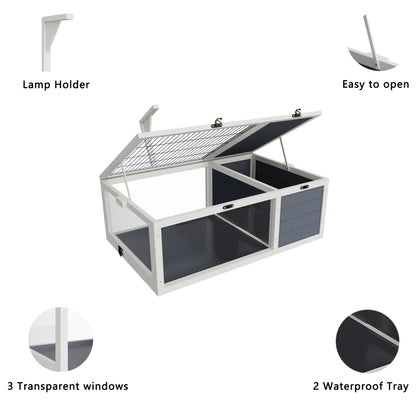39.5＂Wood Tortoise House Indoor Turtle Habitat Reptile Cage for Lizards, Geckos, with Removable Waterproof Tray,Light Support,Acrylic Window