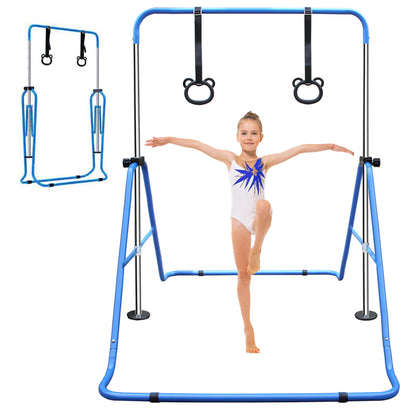 Green Multi-Functional Adjustable Height Children's Horizontal Gymnastic Bar With Bear Rings