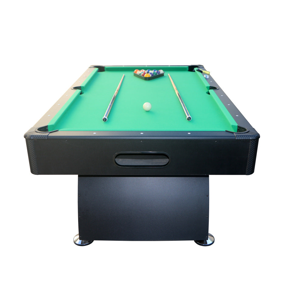 7 ft Pool Table with Black Thin Finish - Billiards Game Room Table for Adults & Family,  Home, Dining, or Living Room,Includes Cue Sticks, Billiard Balls
