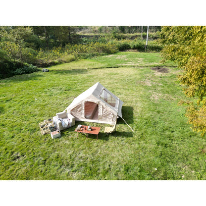 Inflatable Camping Tent Easy Setup 4 Season Glamping Tent with High Performance Inflatable Structure 4-6 Persons Waterproof Windproof Outdoor Self-Supporting Blow up Tent Air Tent Portable House Beige