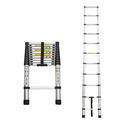 Telescoping Ladder 12.5FT, Telescopic Extension Ladder, Aluminum Alloy Folding Ladder Portable Multi-Purpose for Indoor Outdoor Work, Heavy Duty 300 lbs Load