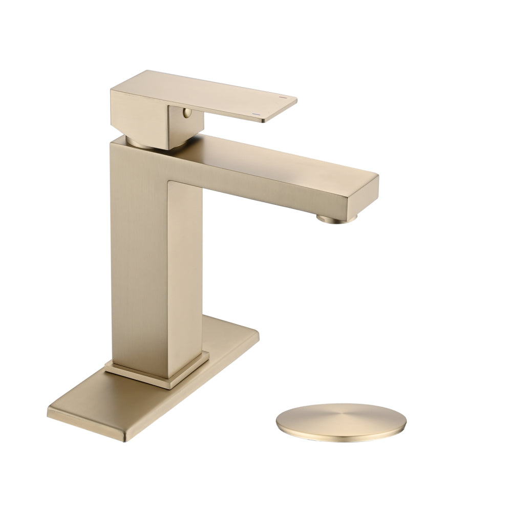 Bathroom Faucet Single Hole, Single Handle Stainless Steel Faucet for Bathroom Sink with Deckplate and Drain Assembly