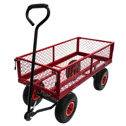 3 cu. ft. 300 lbs. Capacity Removable Sides Metal Steel Mesh Heavy Duty Utility Wagon Outdoor Garden Cart in Yellow