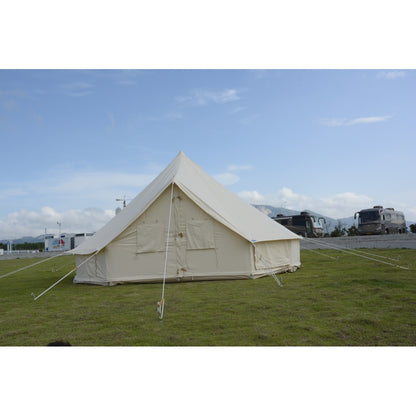 SAM&HAIBEI Canvas Tent Bell Tent Glamping, 4 Seasons Yurt Tent for Camping, 4M/5M Cotton Canvas Tent for Family Camping, Outdoor Hunting, or Party (13ft-16.5ft). Durable, Spacious, and Versatile.