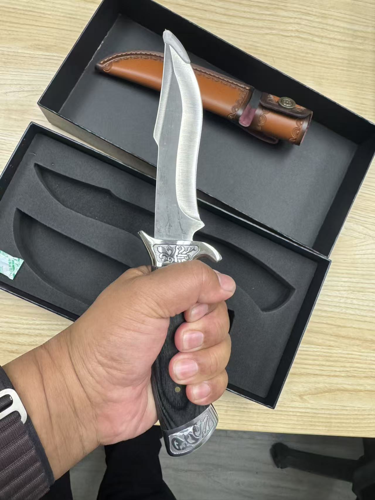 TerrainX Fixed Blade Hunting Knife and Leather Sheath