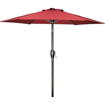 Simple Deluxe 9ft Outdoor Market Table Patio Umbrella with Button Tilt, Crank and 8 Sturdy Ribs for Garden, Red