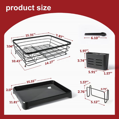 Stainless Steel Rust-Proof Dish Drying Rack with Tray - Space-Saving, Anti-Slip, & Removable Utensil Holders for Kitchen Countertop & Cabinet