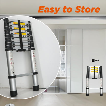 Telescoping Ladder 16.5FT, Telescopic Extension Ladder, Aluminum Alloy Folding Ladder Portable Multi-Purpose for Indoor Outdoor Work, Heavy Duty 300 lbs Load