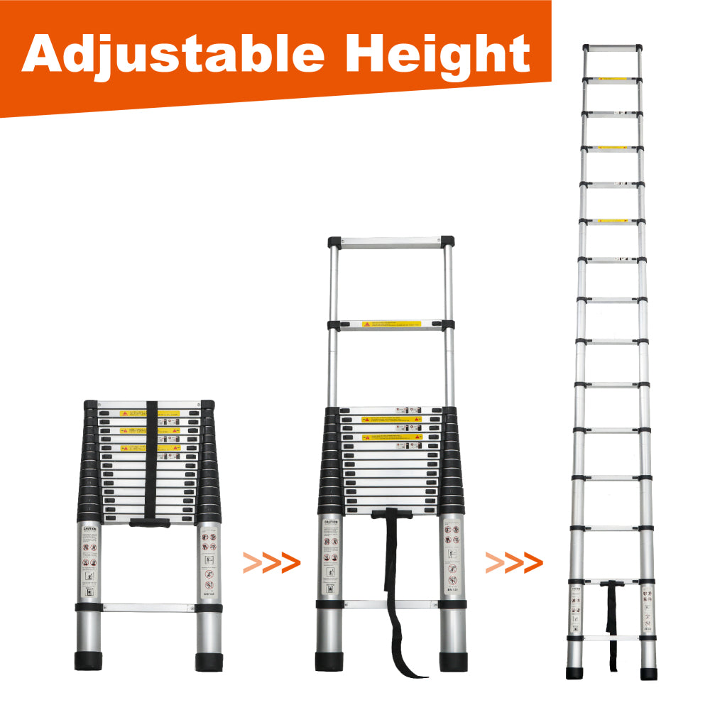 Telescoping Ladder 14.5FT, Telescopic Extension Ladder, Aluminum Alloy Folding Ladder Portable Multi-Purpose for Indoor Outdoor Work, Heavy Duty 300 lbs Load