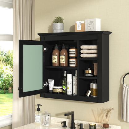 30'' x 28'' Medicine Cabinet, Wall Mounted Bathroom Storage Cabinet, Modern Bathroom Wall Cabinet with Mirror,Medicine Cabinet, Mirror Cabinet with 3 Open Shelves (Not Include Bathroom Vanity )