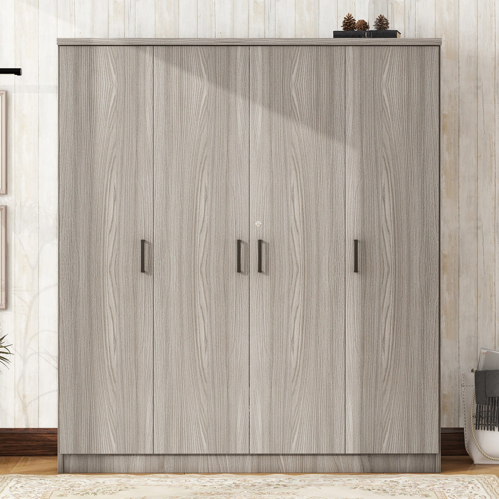 4-Door Wardrobe with 1 Drawer, Gray