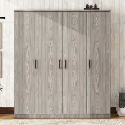 4-Door Wardrobe with 1 Drawer, Gray