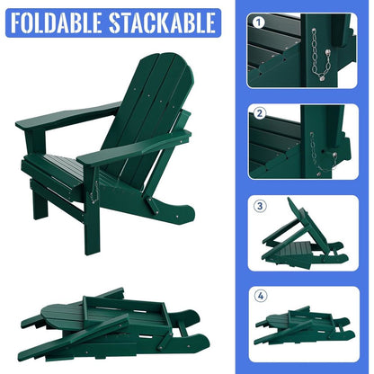 Folding Adirondack Chair, Relaxing Stackable Arm Rest Ergonomic HDPE All-Weather Adirondack Chair