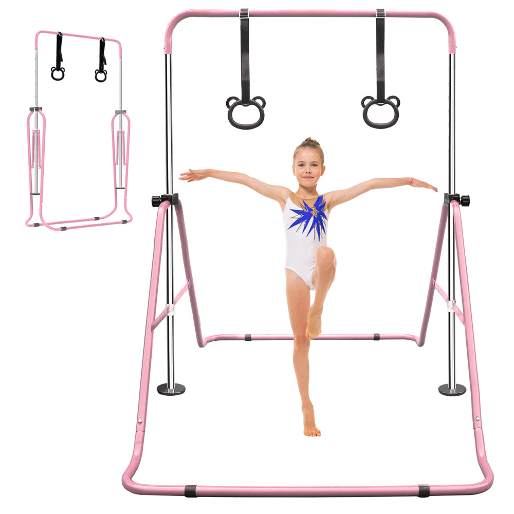 Green Multi-Functional Adjustable Height Children's Horizontal Gymnastic Bar With Bear Rings