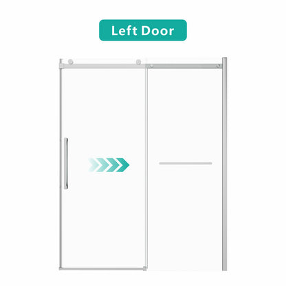 S-RM6076TC 56-60"W x 76"H Sliding Shower Door, Frameless Glass Shower Door with Chrome Hardware, Towel Bar and Handle,Drop Shipping available
