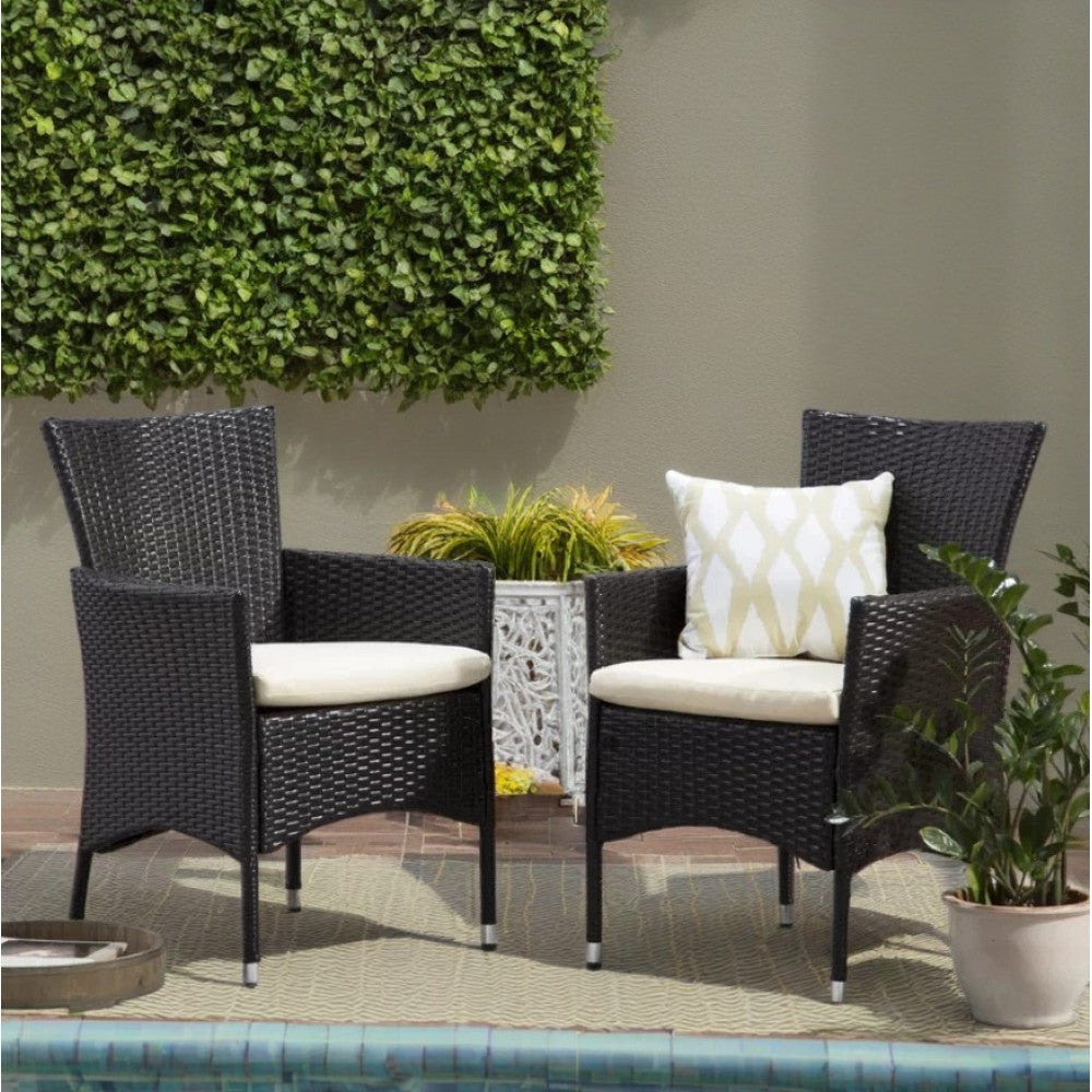 Clementine Outdoor Multibrown PE Wicker Dining Chairs (Set of 2)