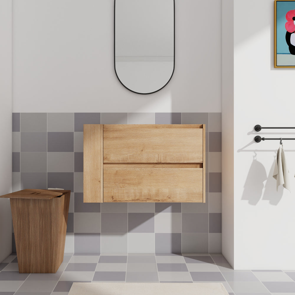 36" Wall Mounting Bathroom Vanity With Ceramic Sink, Soft Close Drawer