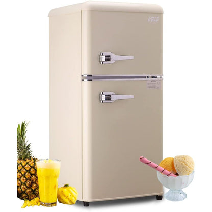 3.5Cu.Ft Compact Refrigerator Mini Fridge with Freezer, Small Refrigerator with 2 Door, 7 Level Thermostat Removable Shelves for Kitchen, Dorm, Apartment, Bar, Office Black