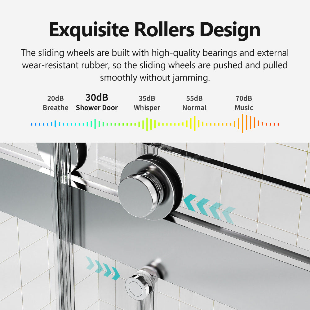 68-72 inches *76 inches  Frameless Double Sliding Soft-Close Shower Door, 3/8 inches (10mm) Thick SGCC Tempered Glass Door, Chrome