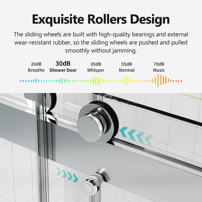 68-72 inches *76 inches  Frameless Double Sliding Soft-Close Shower Door, 3/8 inches (10mm) Thick SGCC Tempered Glass Door, Chrome