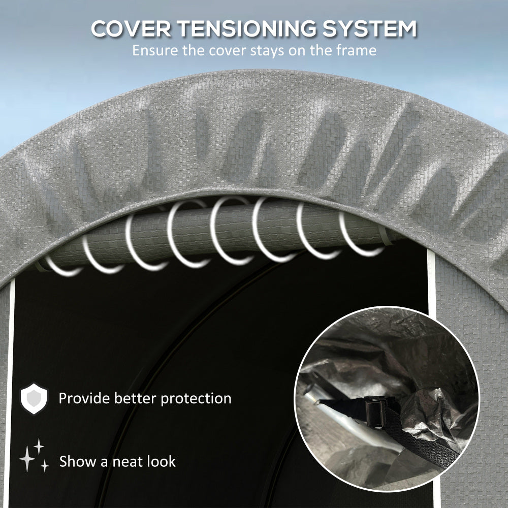 Outsunny 6' x 8' Garden Storage Tent, Heavy Duty Outdoor Shed, Waterproof Portable Shed Storage Shelter with Galvanized Metal Frame for Bike, Motorcycle, Garden Tools, Gray