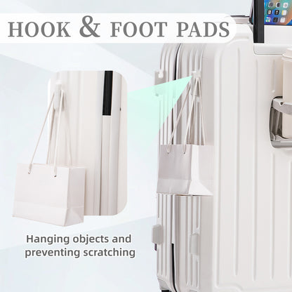 20/24/28in ABS 360° Spinner Wheel Luggage, Carry on Suitcase, with Cup Holder & USB Port (White)