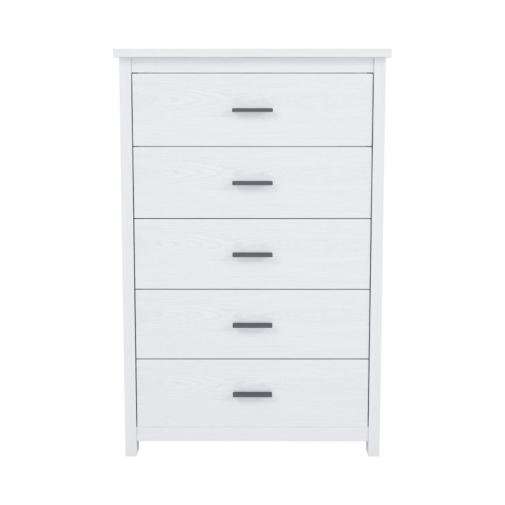 Retro American Country Style Wooden Dresser with 5 Drawer, Storage Cabinet for Bedroom, White