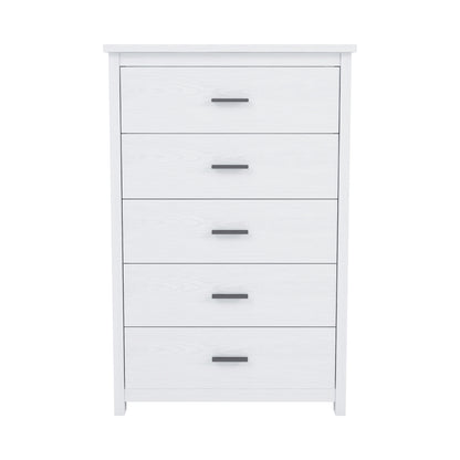 Retro American Country Style Wooden Dresser with 5 Drawer, Storage Cabinet for Bedroom, White