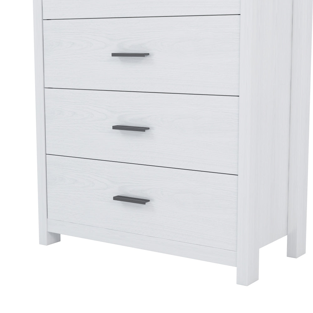 Retro American Country Style Wooden Dresser with 5 Drawer, Storage Cabinet for Bedroom, White