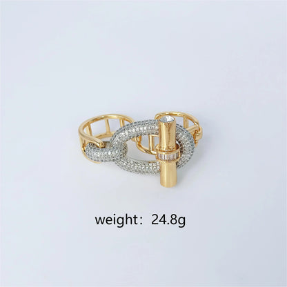 New Design OT Buckle Full Zircon Diamond Fashion Finger Rings 18K Gold 925 Silver Plated Jewelry Bracelet Rings Set Women Luxury