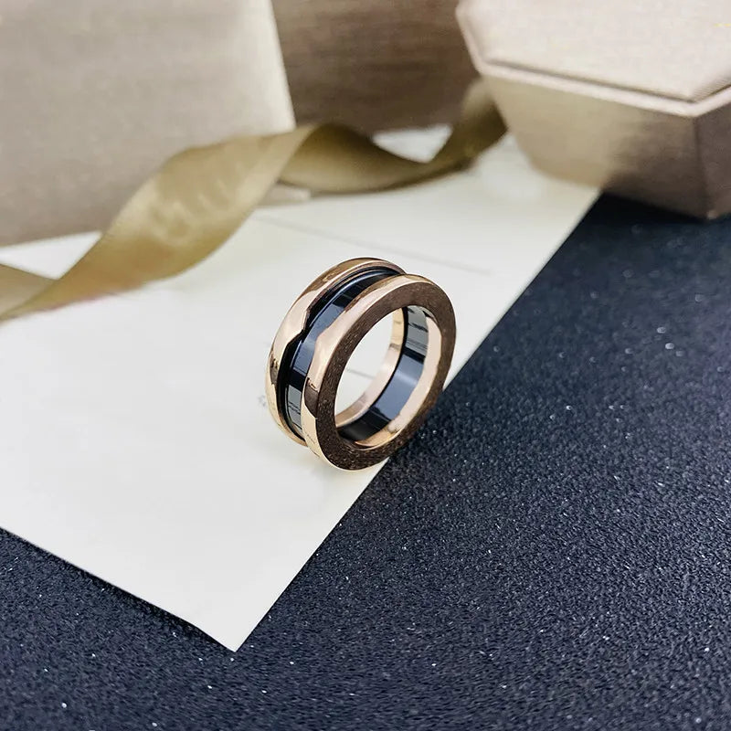 Wholesale Luxury Designer Jewelry  Female Rings 18K Gold Plated Ceramic Rings