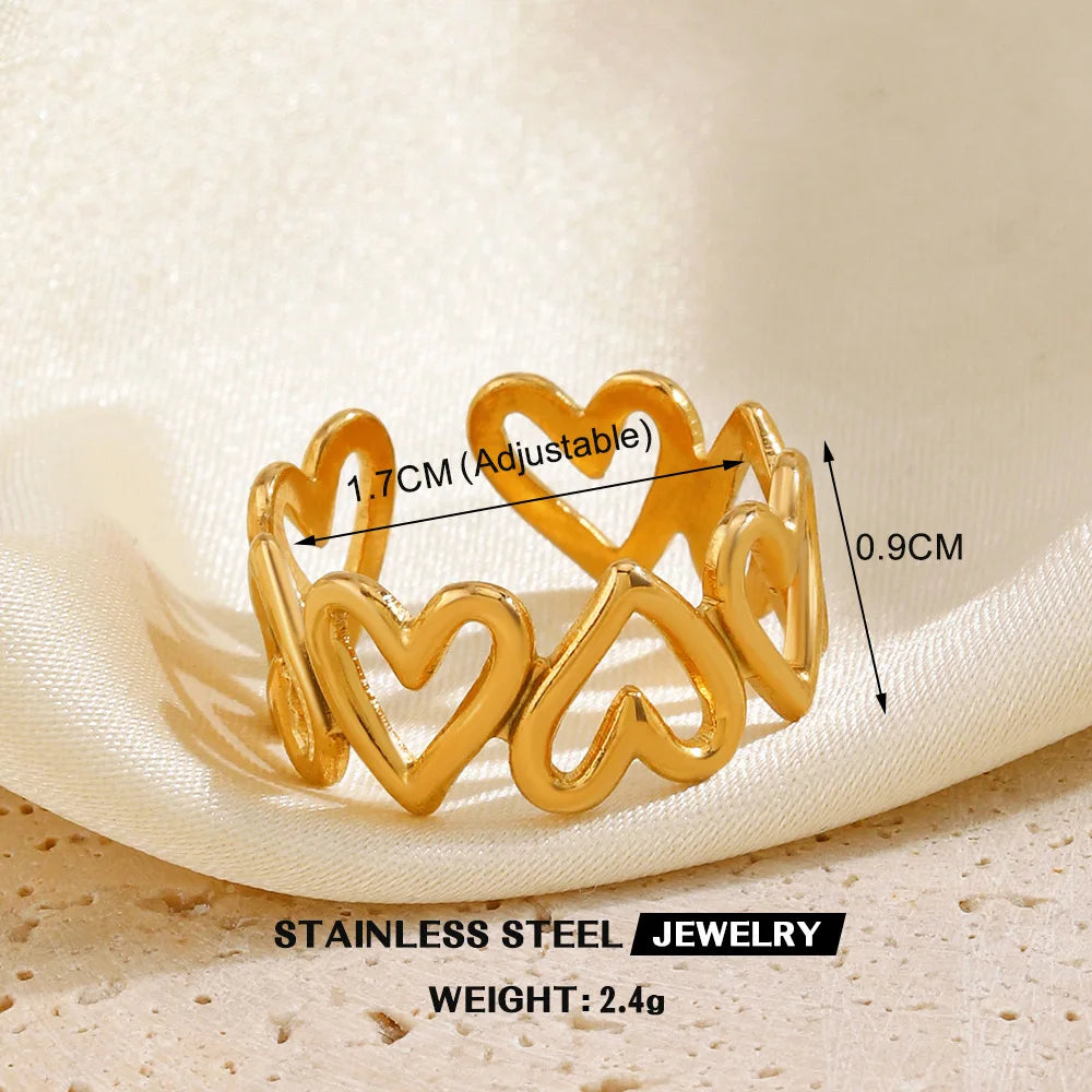 Custom Tarnish Free Fashion Jewelry Rings PVD Gold Plated Artistic Twine Band Stainless Steel Statement Rings for Women